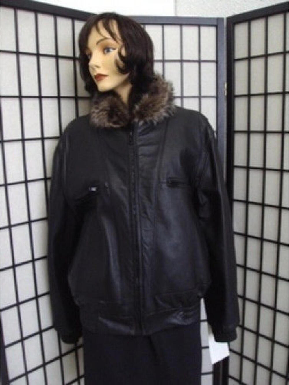 ! NEW REVERSIBLE LEATHER TO RACCOON RACOON FUR JACKET COAT WOMEN WOMAN SIZE 6-8